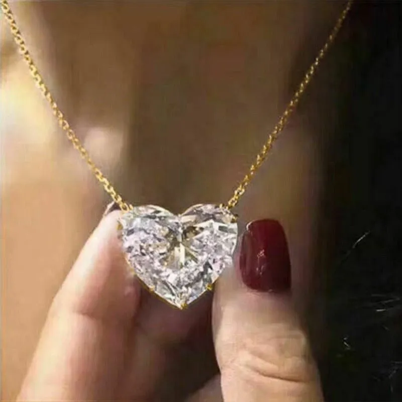 Luxury Big Heart Pendant Necklace Women Party Gift  Jewelry