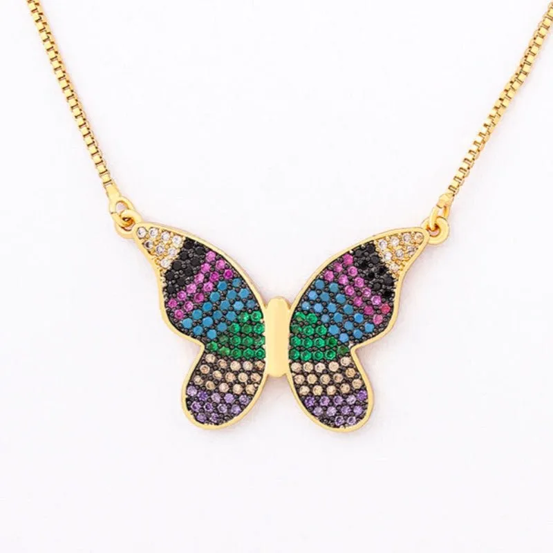 Luxury Butterfly Pendant Necklace Charm Choker for Woman Wedding Jewelry Gift