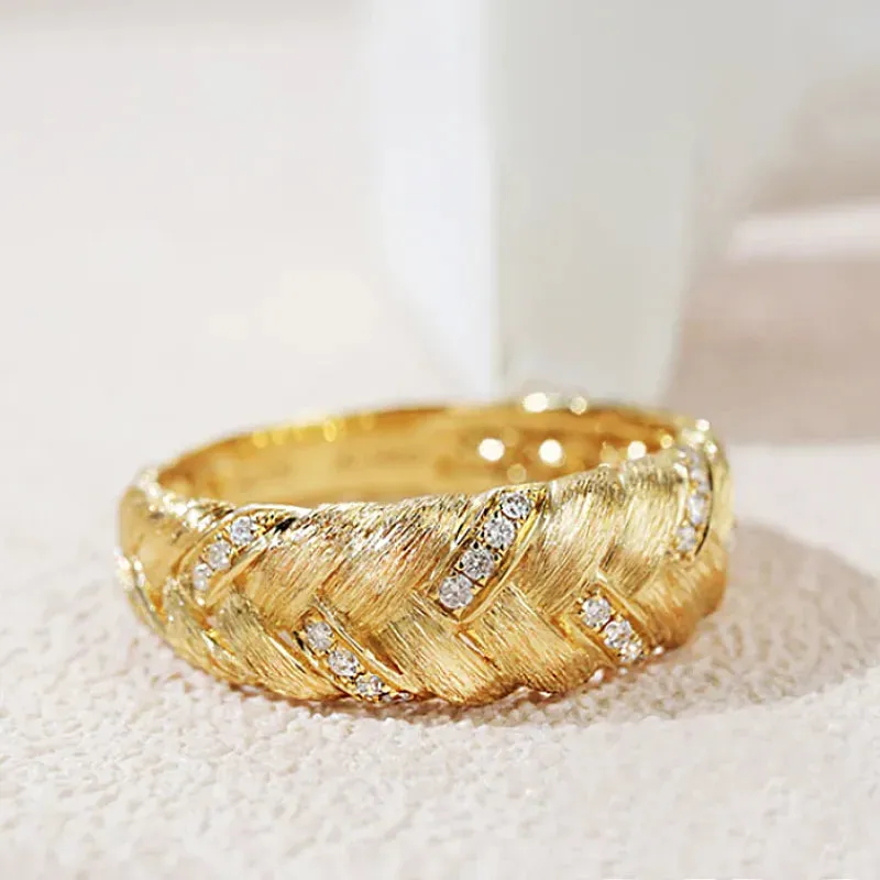 Luxury Twist Cocktail Ring for Women Gold Party Jewelry