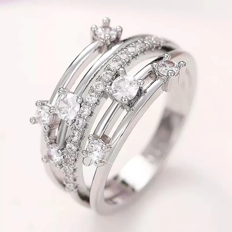 Luxury Twist Cocktail Ring for Women Gold Party Jewelry