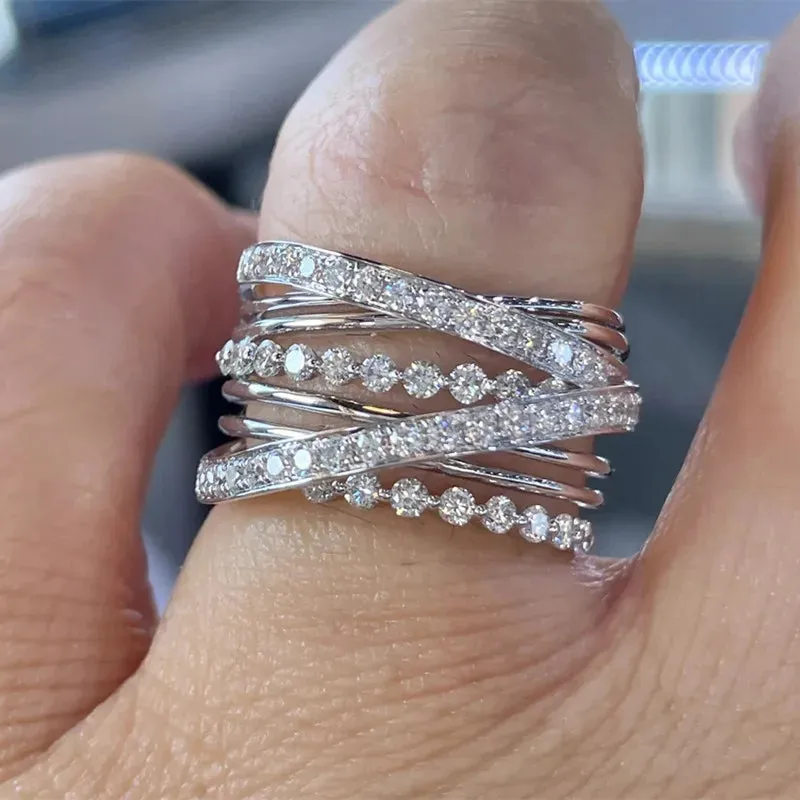 Luxury Twist Cocktail Ring for Women Gold Party Jewelry
