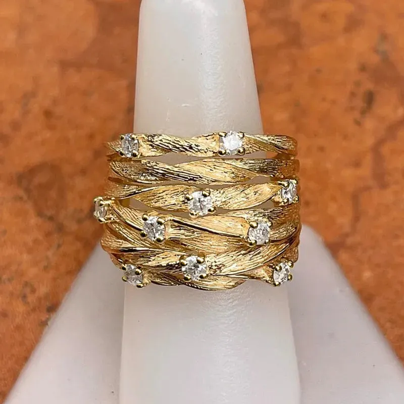 Luxury Twist Cocktail Ring for Women Gold Party Jewelry