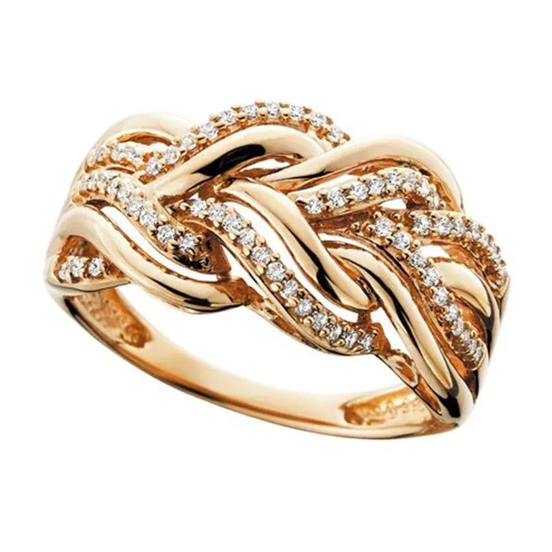Luxury Twist Cocktail Ring for Women Gold Party Jewelry