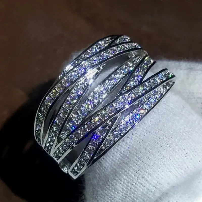 Luxury Twist Cocktail Ring for Women Gold Party Jewelry
