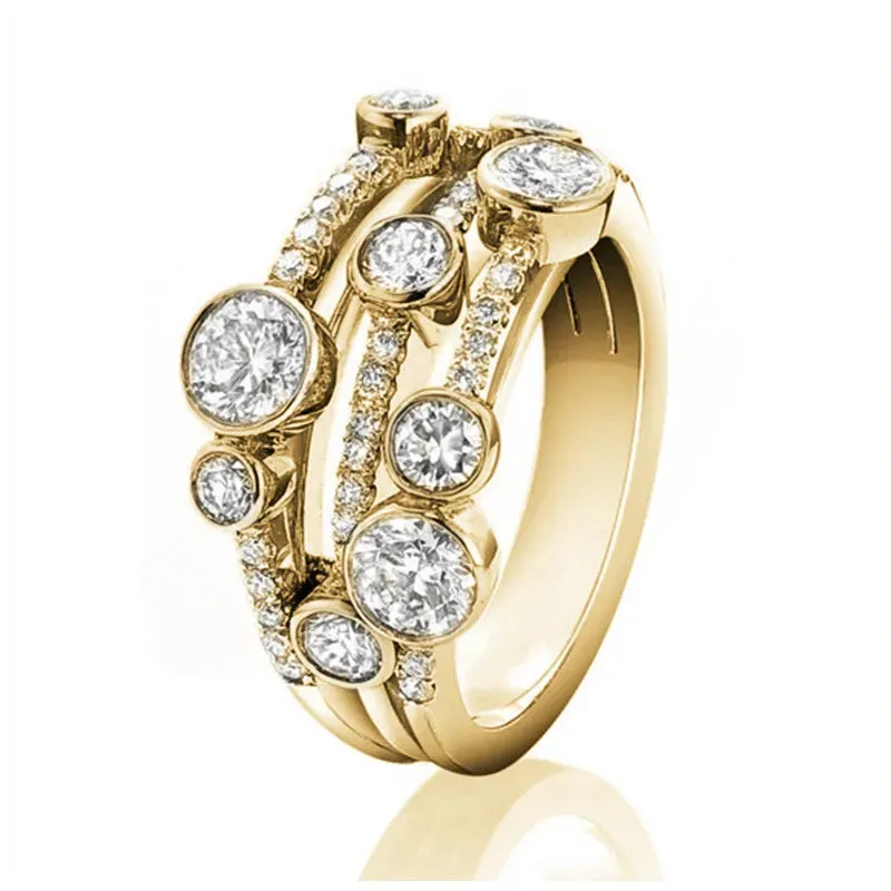 Luxury Twist Cocktail Ring for Women Gold Party Jewelry