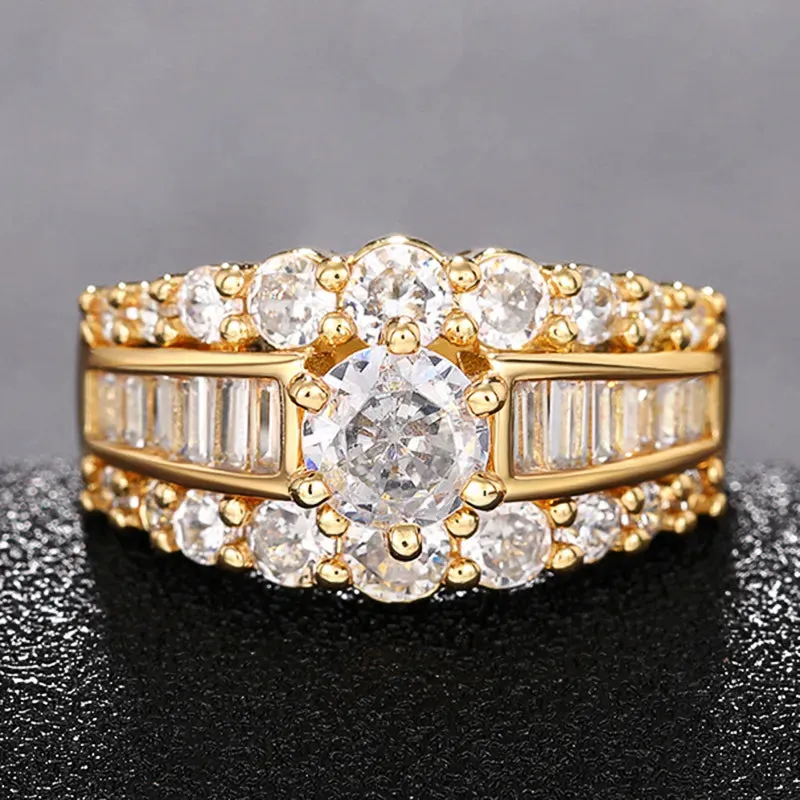Luxury Twist Cocktail Ring for Women Gold Party Jewelry