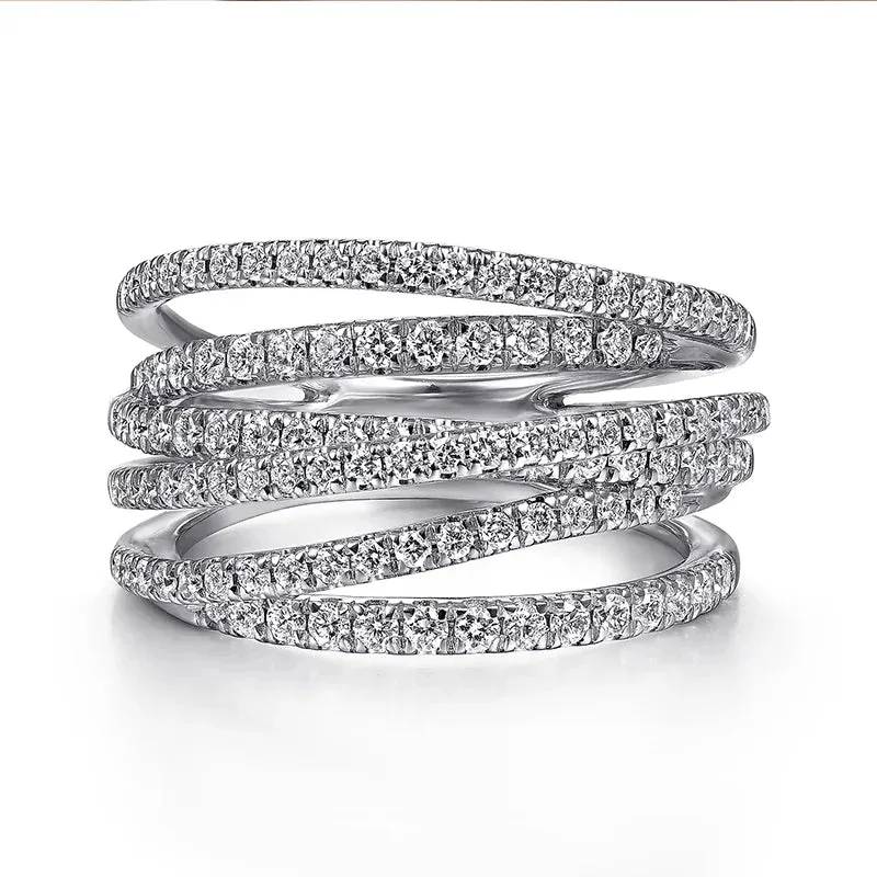 Luxury Twist Cocktail Ring for Women Gold Party Jewelry