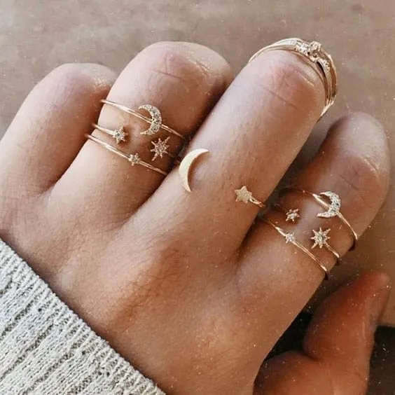 Mama Stack Star Moon Rings