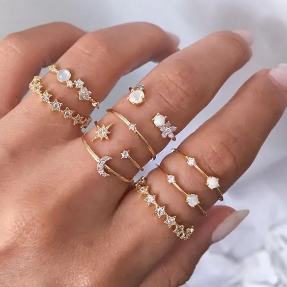 Mama Stack Star Moon Rings