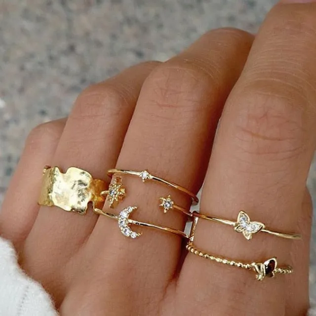 Mama Stack Star Moon Rings