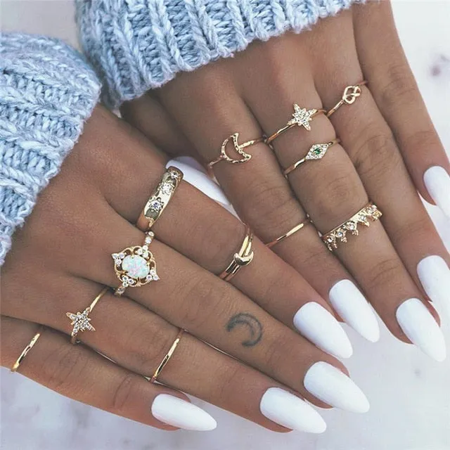 Mama Stack Star Moon Rings
