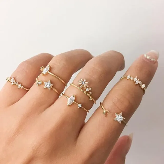 Mama Stack Star Moon Rings