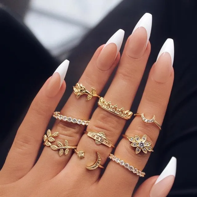 Mama Stack Star Moon Rings
