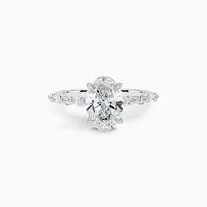 Marquise & Round Side Stone Setting 2 ct. Oval-Cut Engagement Ring in 18K White Gold
