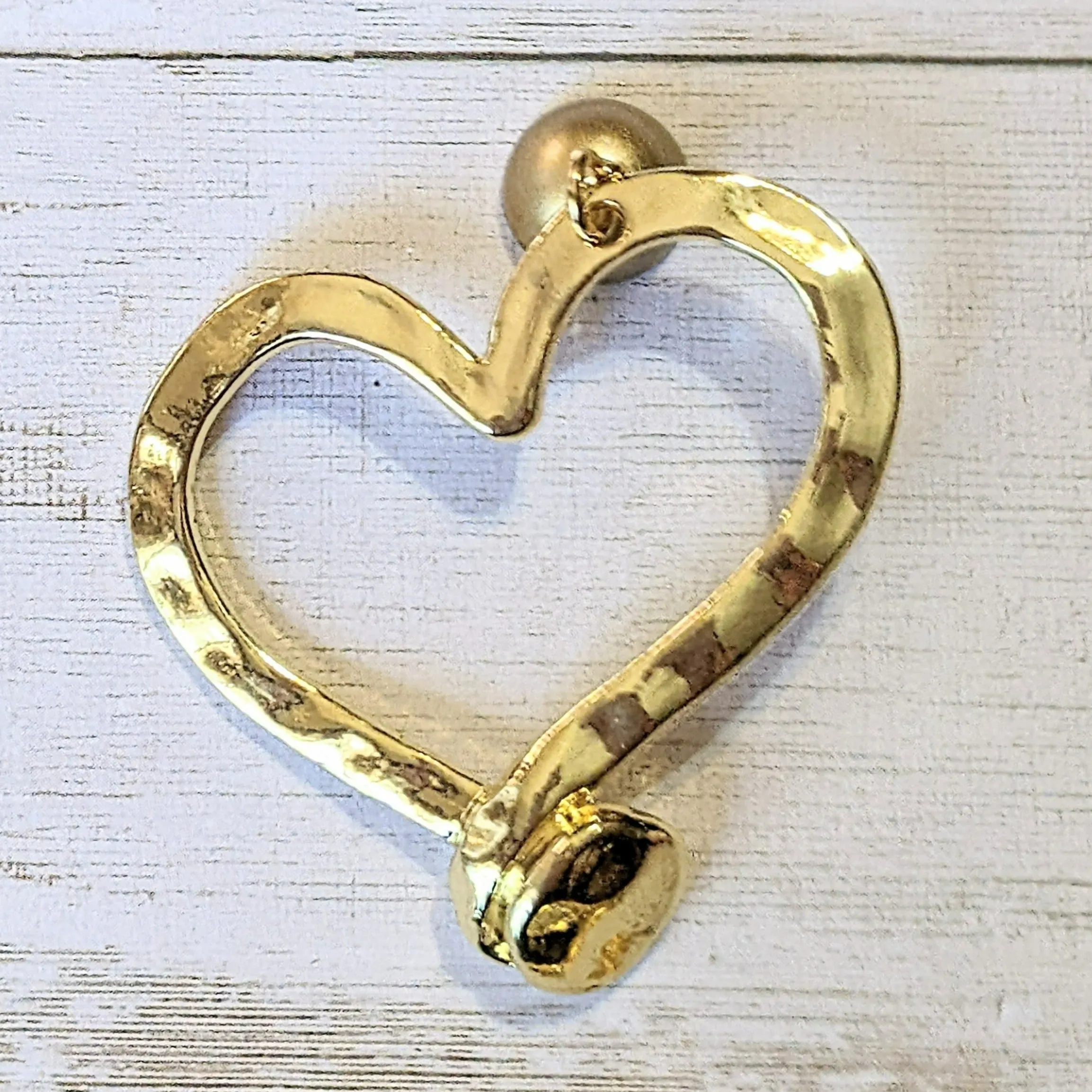 Matte Gold Hammered Heart Nail Pendant