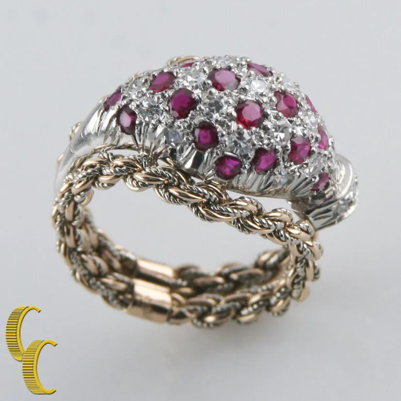 Mellerio Dits Meller Diamond Ruby 18k White & Yellow Gold Bespoke Ring