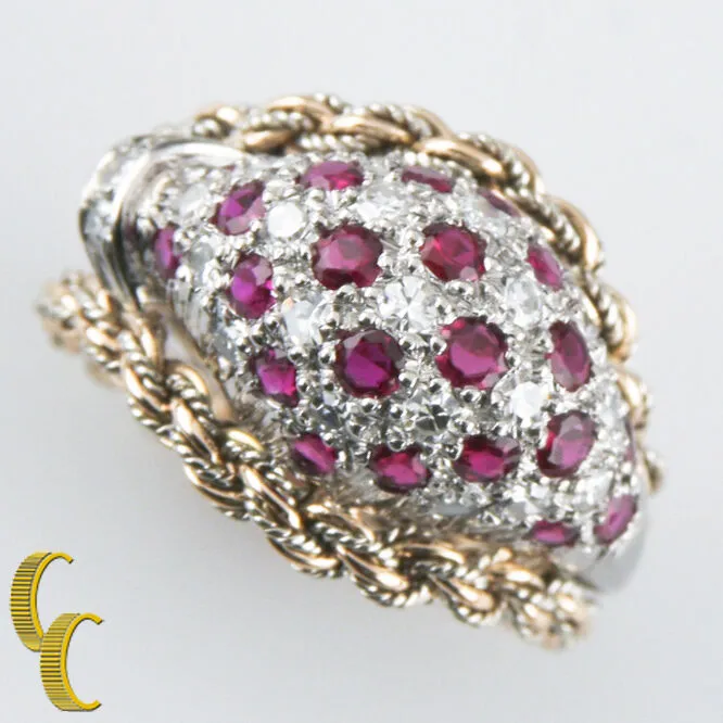 Mellerio Dits Meller Diamond Ruby 18k White & Yellow Gold Bespoke Ring
