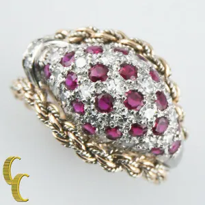 Mellerio Dits Meller Diamond Ruby 18k White & Yellow Gold Bespoke Ring