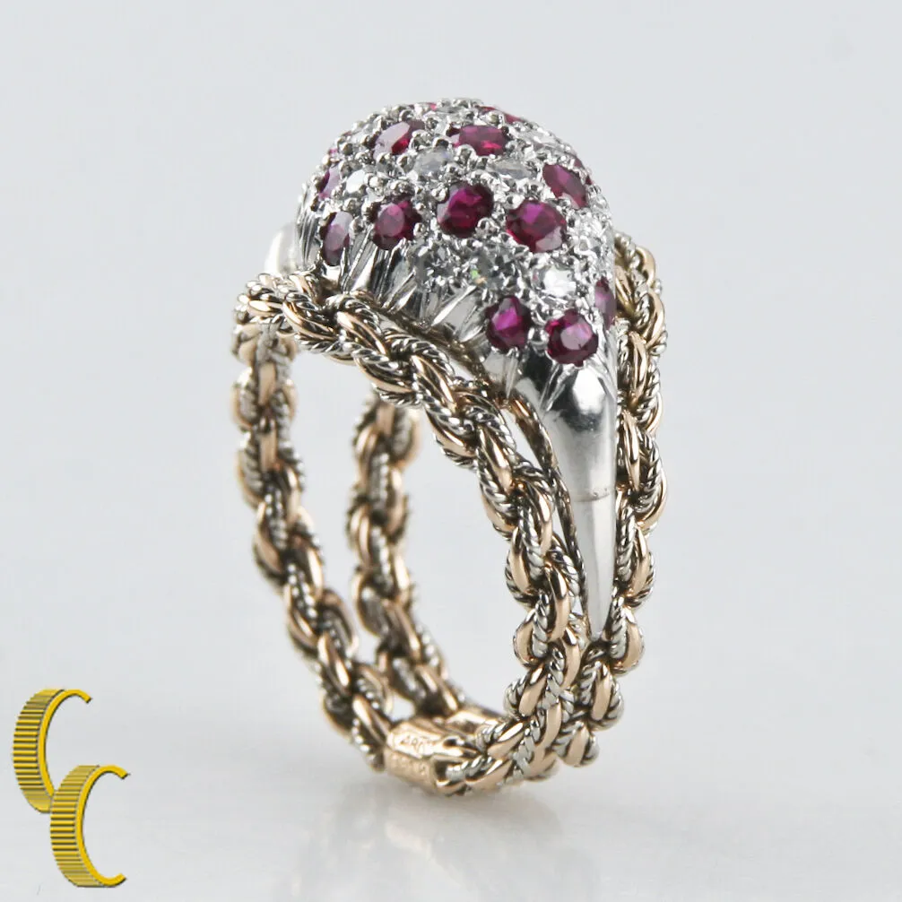 Mellerio Dits Meller Diamond Ruby 18k White & Yellow Gold Bespoke Ring