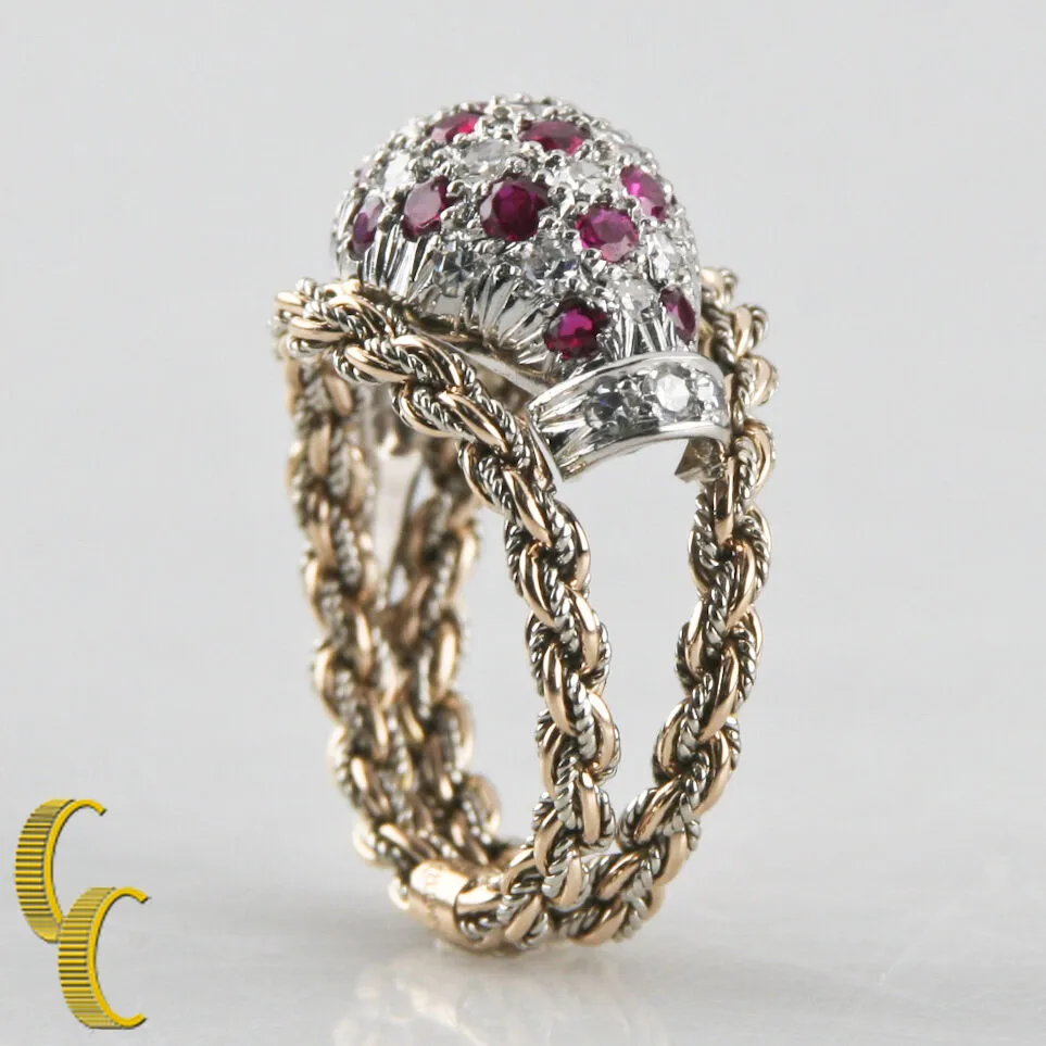 Mellerio Dits Meller Diamond Ruby 18k White & Yellow Gold Bespoke Ring