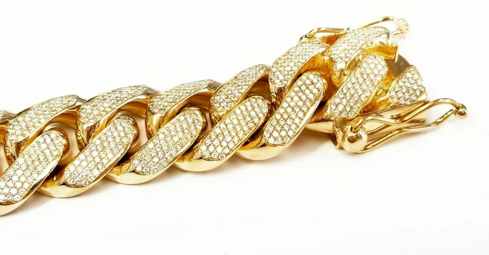 Miami Cuban Link Bracelet 475 Grams of 14K Yellow Gold 36 Carat Natural Diamonds Certified