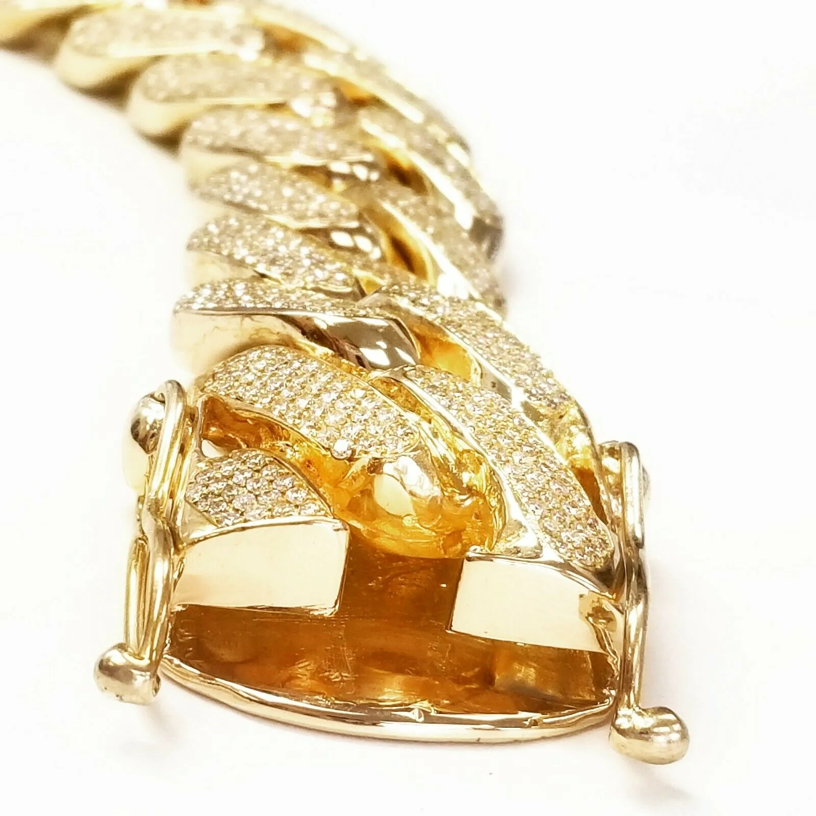 Miami Cuban Link Bracelet 475 Grams of 14K Yellow Gold 36 Carat Natural Diamonds Certified