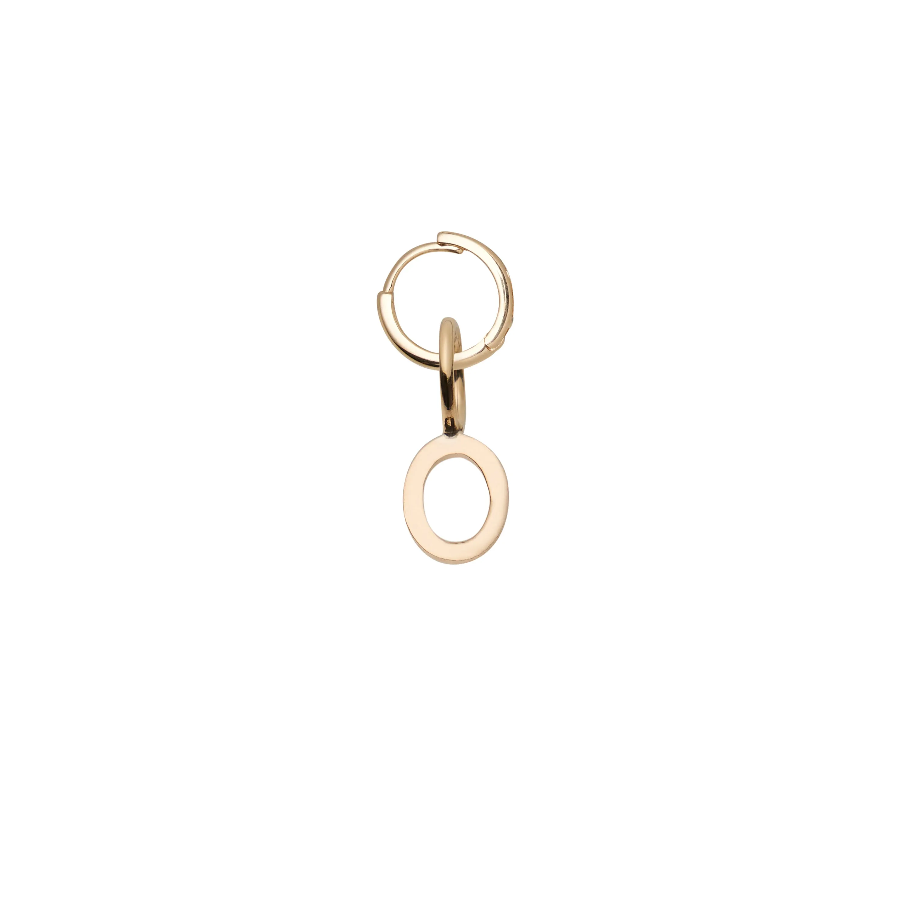 Mini Letter O Pendant Earring - Gold
