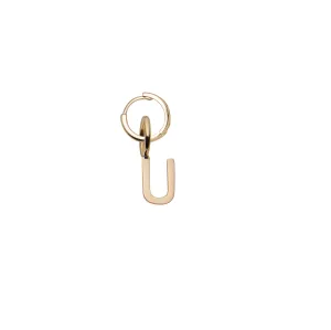 Mini Letter U Pendant Earring - Gold