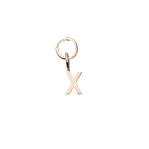 Mini Letter X Pendant Earring - Gold
