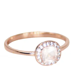 Mini Rose Quartz Halo Ring