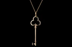 Modern Tiffany & Co 18K Yellow Gold Key Pendant Necklace