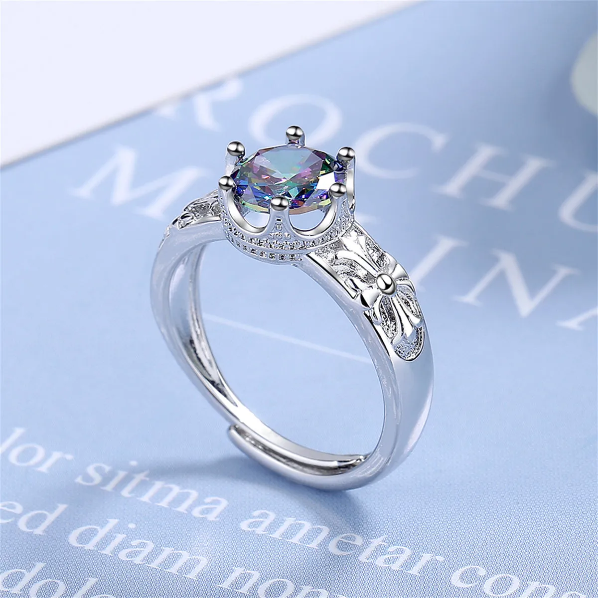 Multicolor Crystal & Silver-Plated Cocktail Ring