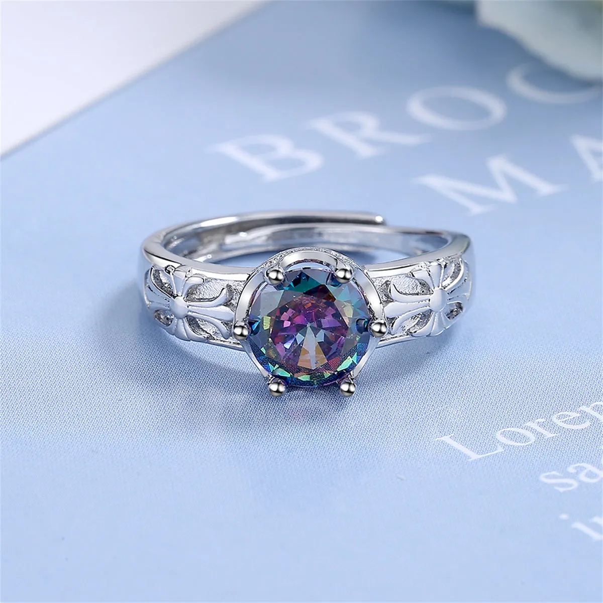 Multicolor Crystal & Silver-Plated Cocktail Ring