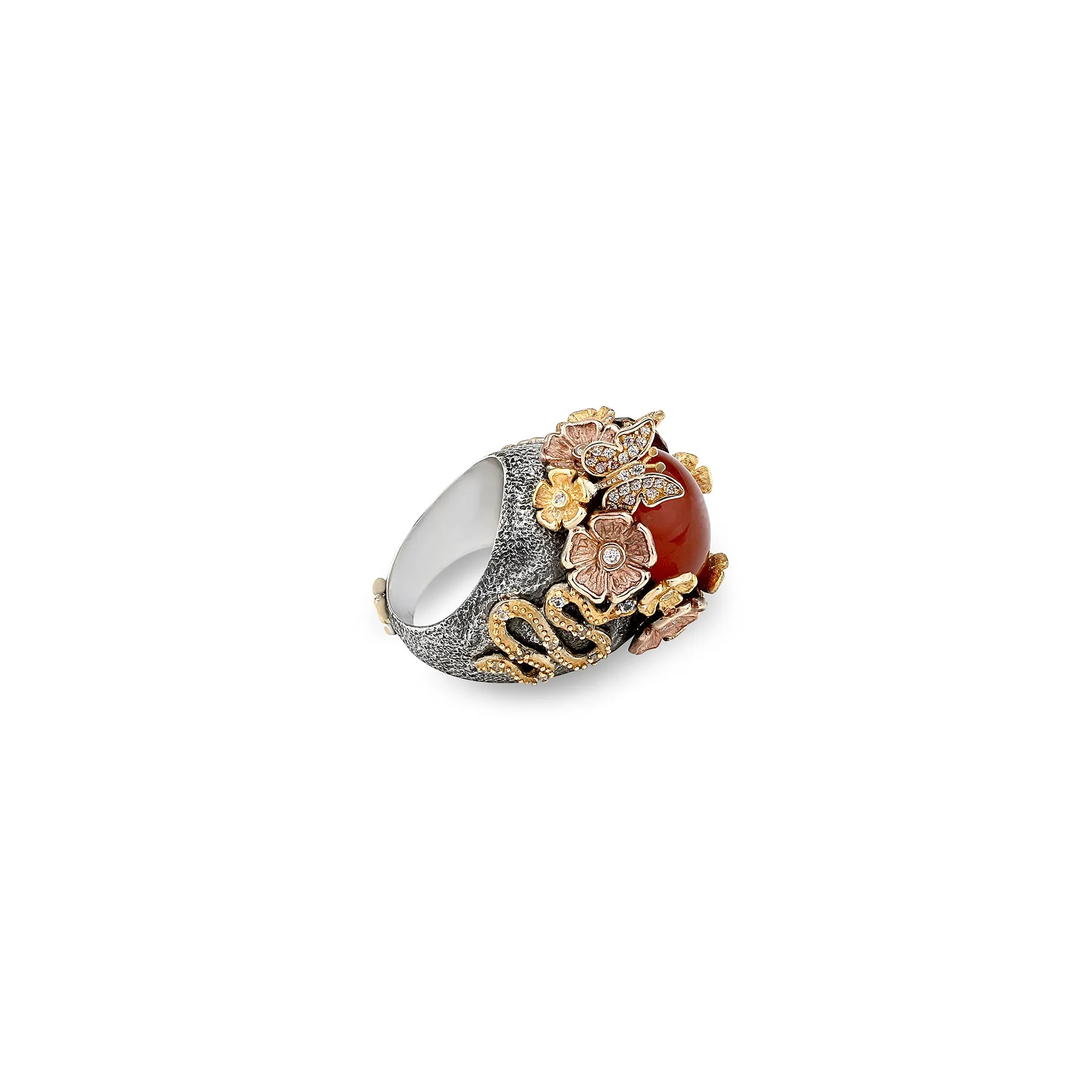 MYSTERY GARDEN CARNELIAN STATEMENT RING