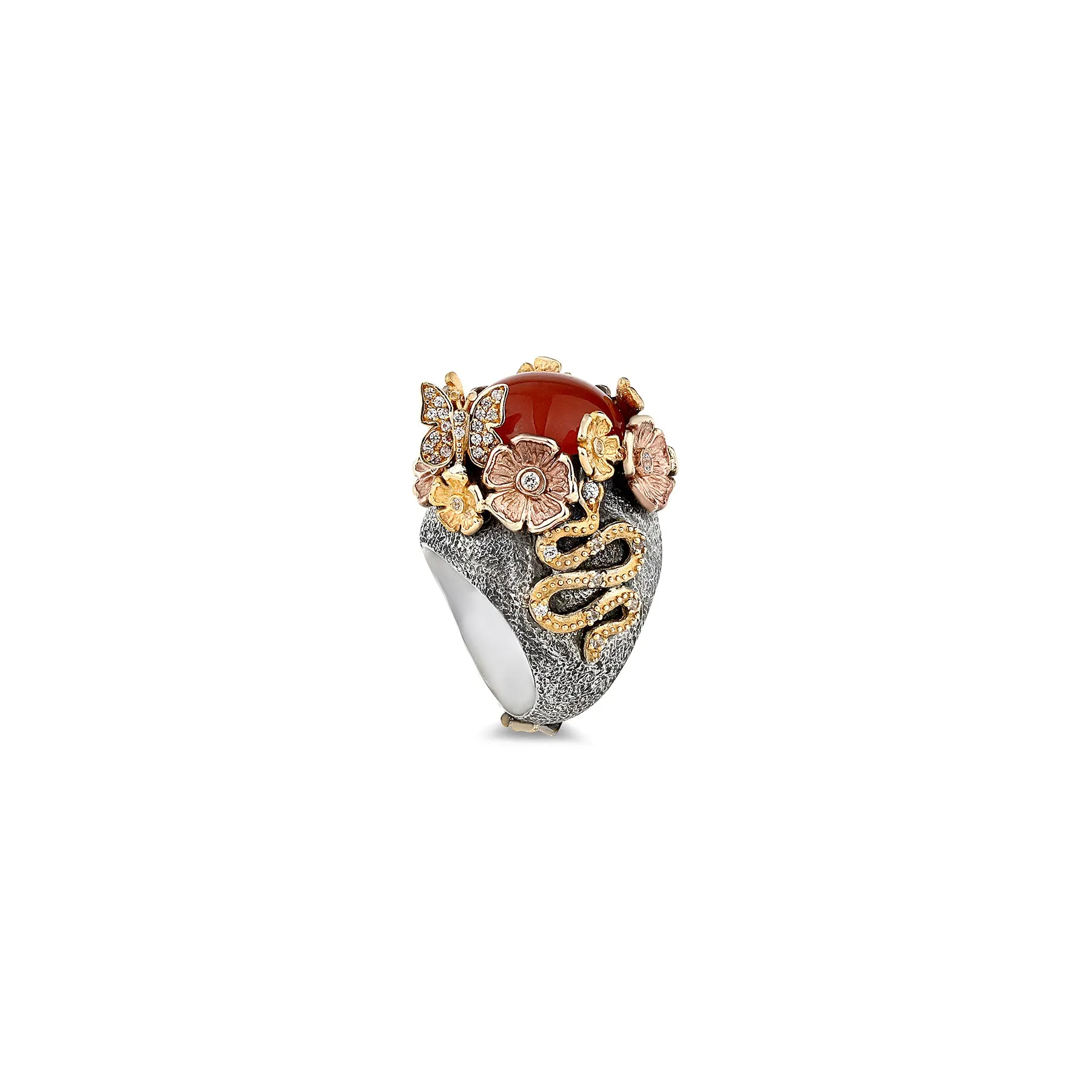 MYSTERY GARDEN CARNELIAN STATEMENT RING