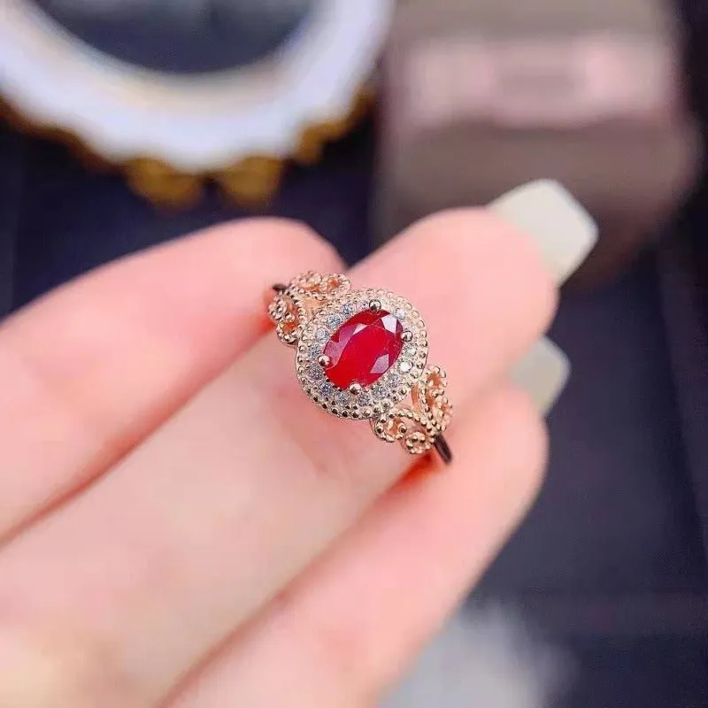 Natural Oval Ruby Rings For Women Anniversary Jewelry