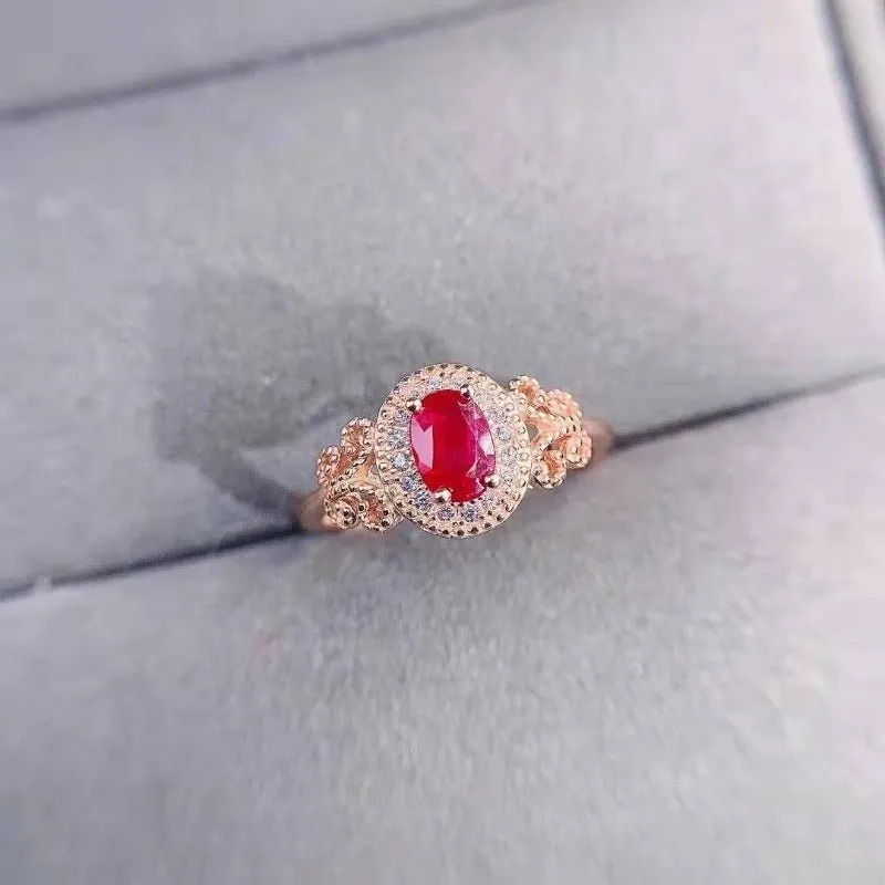Natural Oval Ruby Rings For Women Anniversary Jewelry