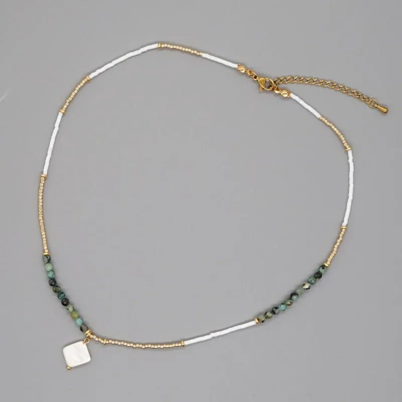 Natural Stones Evil Eye Beaded Necklace for Women Anniverssary Jewellery