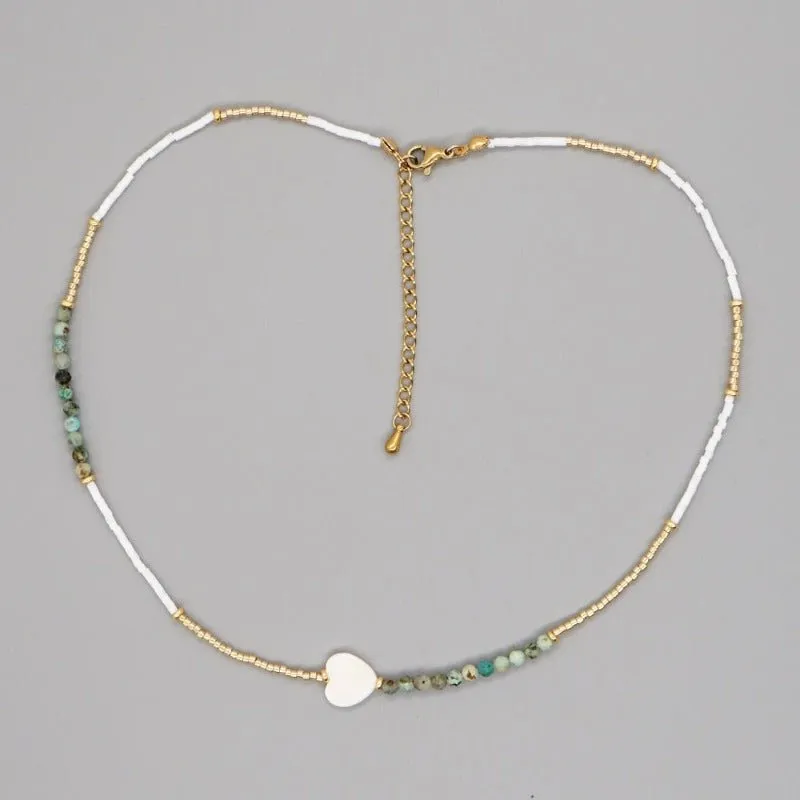 Natural Stones Evil Eye Beaded Necklace for Women Anniverssary Jewellery