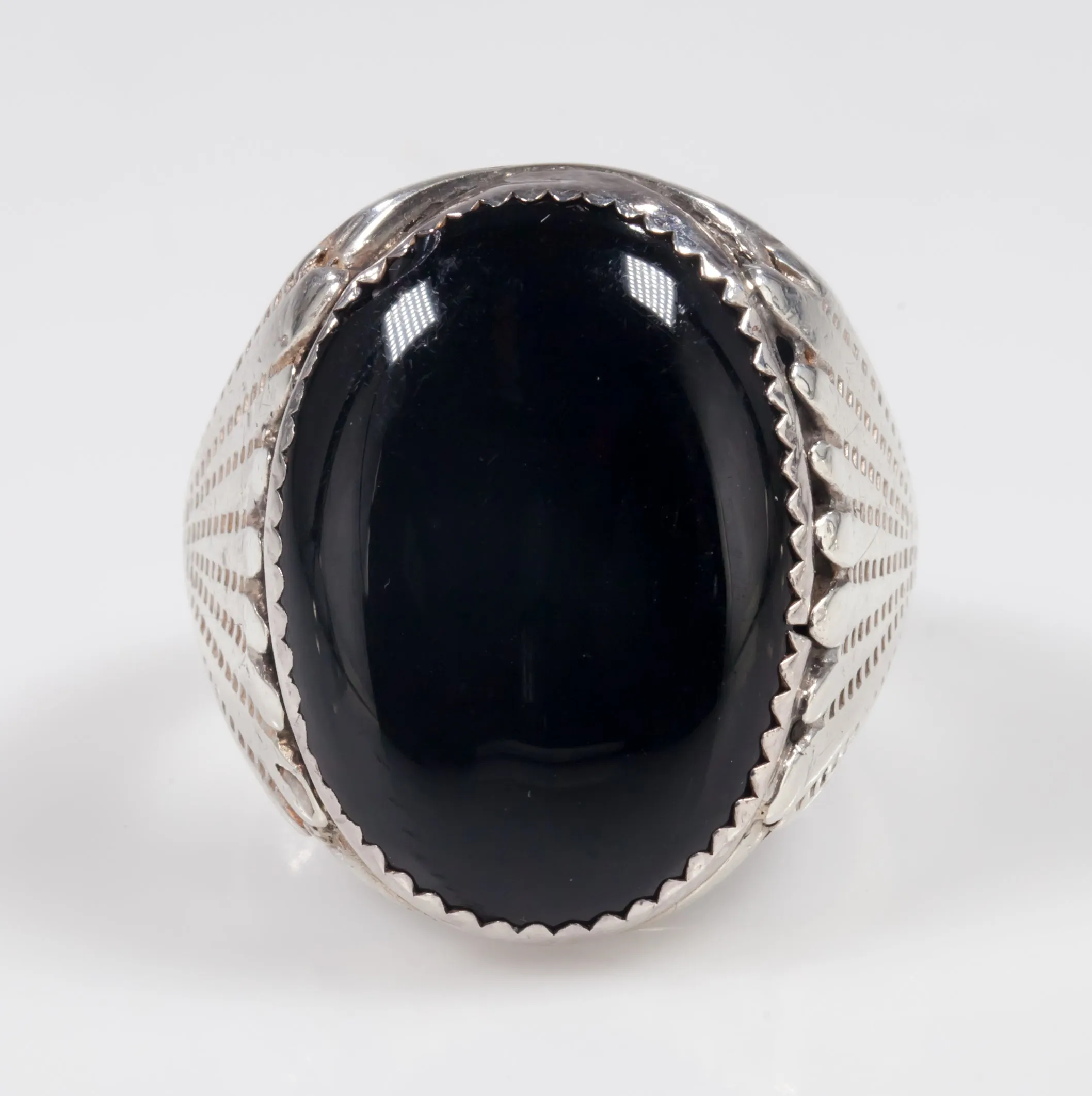 Navajo Onyx Sterling Silver Ring SZ 11.75