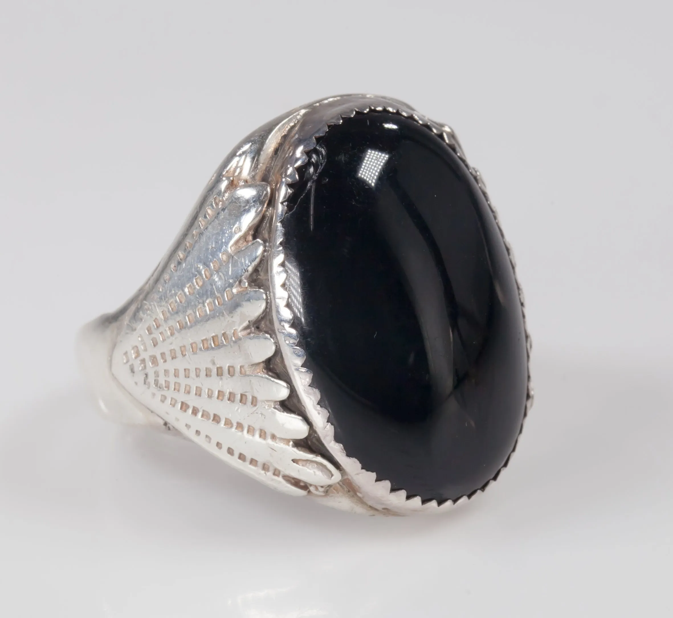 Navajo Onyx Sterling Silver Ring SZ 11.75