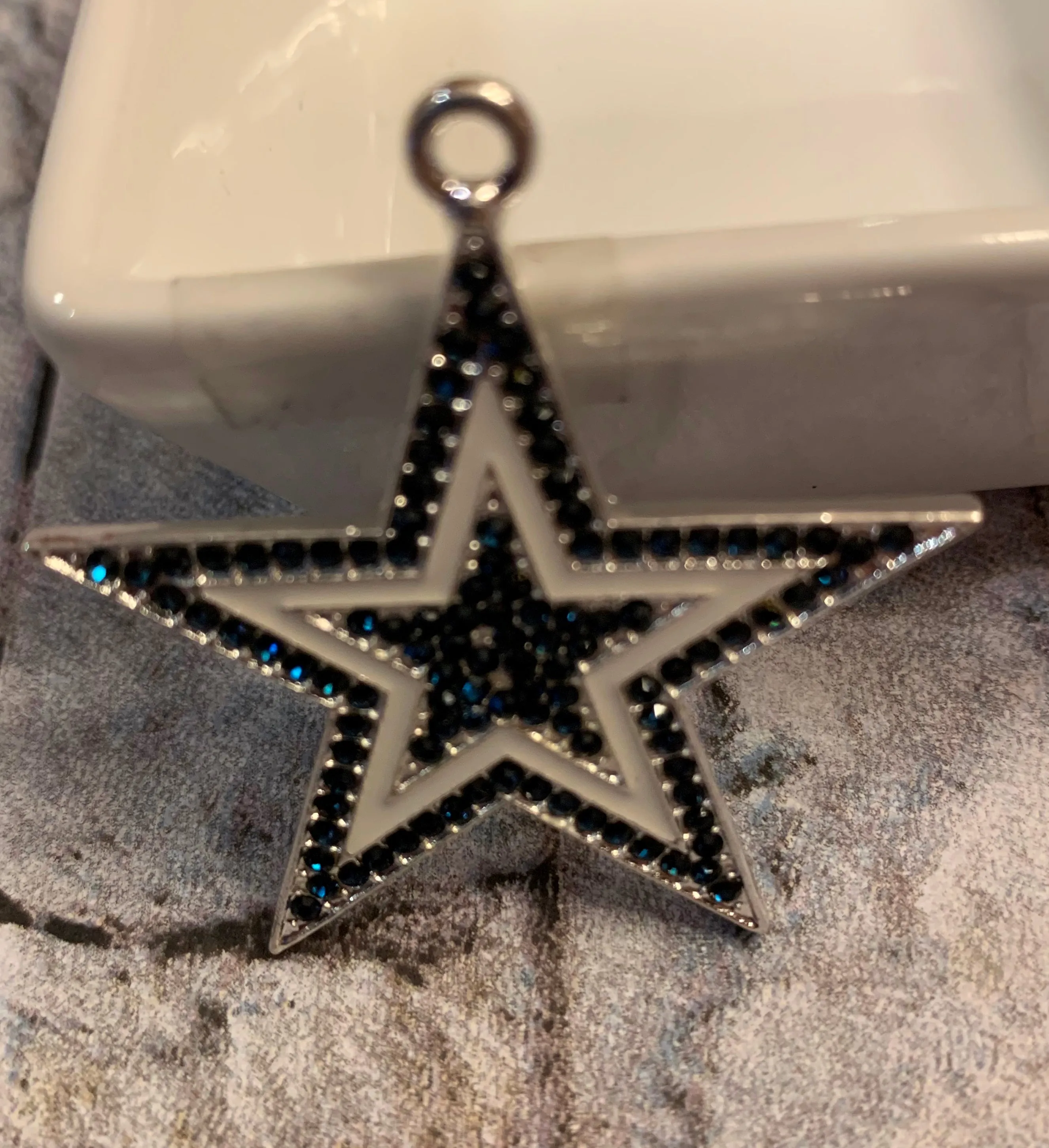 Navy/White Cowboy Star Rhinestone Pendant