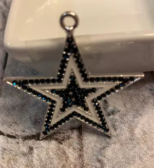 Navy/White Cowboy Star Rhinestone Pendant