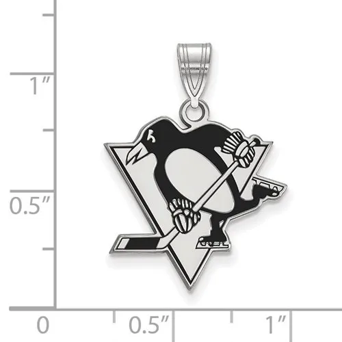 NHL Licensed (20mm) Pittsburgh Penguins Sterling Silver Enamel Pendant