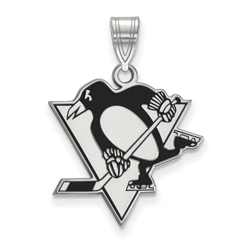 NHL Licensed (20mm) Pittsburgh Penguins Sterling Silver Enamel Pendant