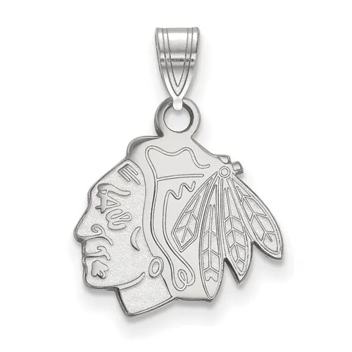 NHL Licensed Chicago Blackhawks (15mm) Sterling Silver Rhodium Plated Pendant