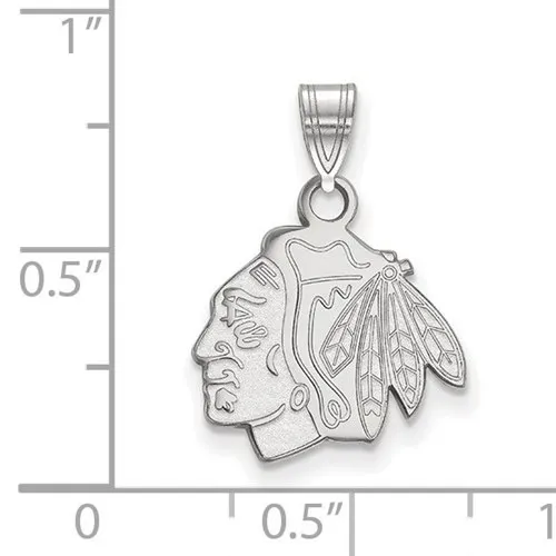 NHL Licensed Chicago Blackhawks (15mm) Sterling Silver Rhodium Plated Pendant