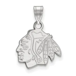 NHL Licensed Chicago Blackhawks (15mm) Sterling Silver Rhodium Plated Pendant