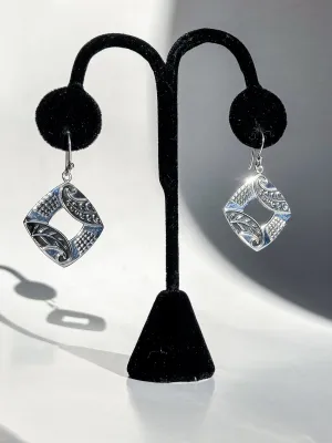 Ninos DeChammo Mexico Sterling Silver Oxidized Leaf Dangle Earrings