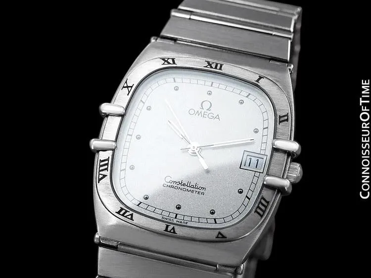 Omega Constellation Chronometer Mens Bracelet Watch, Quartz, Date- Brushed Stainless Steel